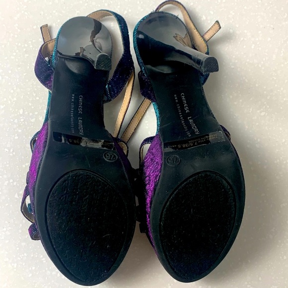 Chinese Laundry Purple And Blue Tippy Top Platform Heels Size 7.5 - Picture 4 of 5